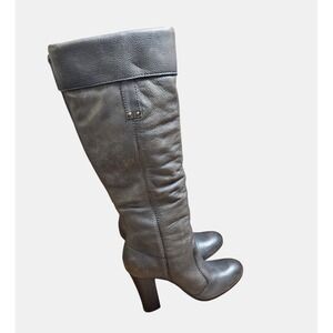 Miss Sixty Bliss Leather Knee High Boots Womens 37 US 6.5 Gray Y2K Retro Glam‎